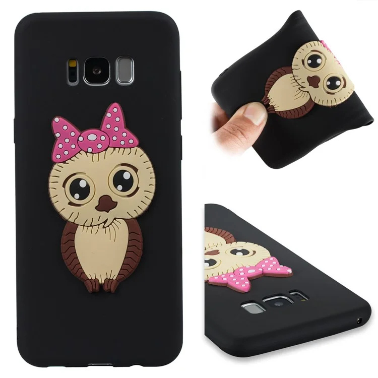 Cute 3D Female Owl TPU Soft Phone Case for Samsung Galaxy S8 Plus SM-G955 - Black