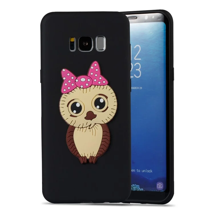 Cute 3D Female Owl TPU Soft Phone Case for Samsung Galaxy S8 Plus SM-G955 - Black