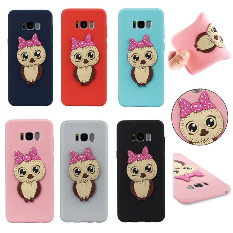 Cute 3D Female Owl TPU Soft Phone Case for Samsung Galaxy S8 Plus SM-G955 - Black