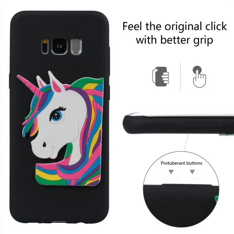 Cute 3D Unicorns TPU Soft Phone Case for Samsung Galaxy S8 Plus SM-G955 - Black