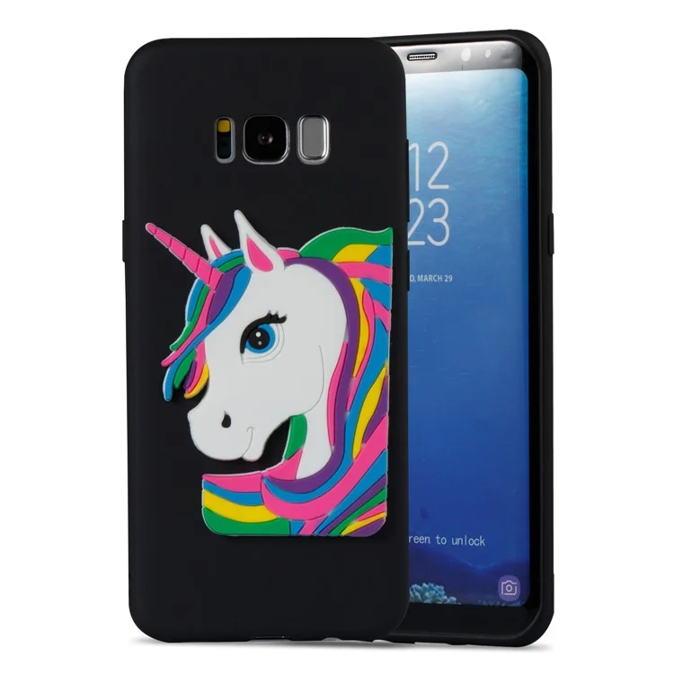 Cute 3D Unicorns TPU Soft Phone Case for Samsung Galaxy S8 Plus SM-G955 - Black