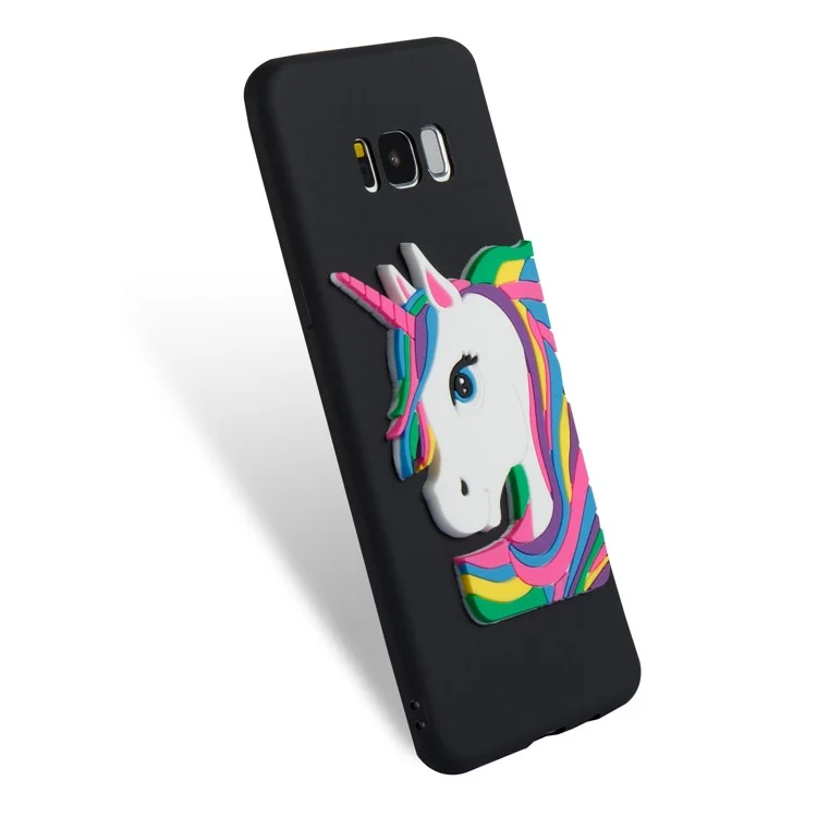 Cute 3D Unicorns TPU Soft Phone Case for Samsung Galaxy S8 Plus SM-G955 - Black