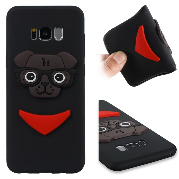 Cute 3D Puppy TPU Soft Phone Case for Samsung Galaxy S8 Plus SM-G955 - Black