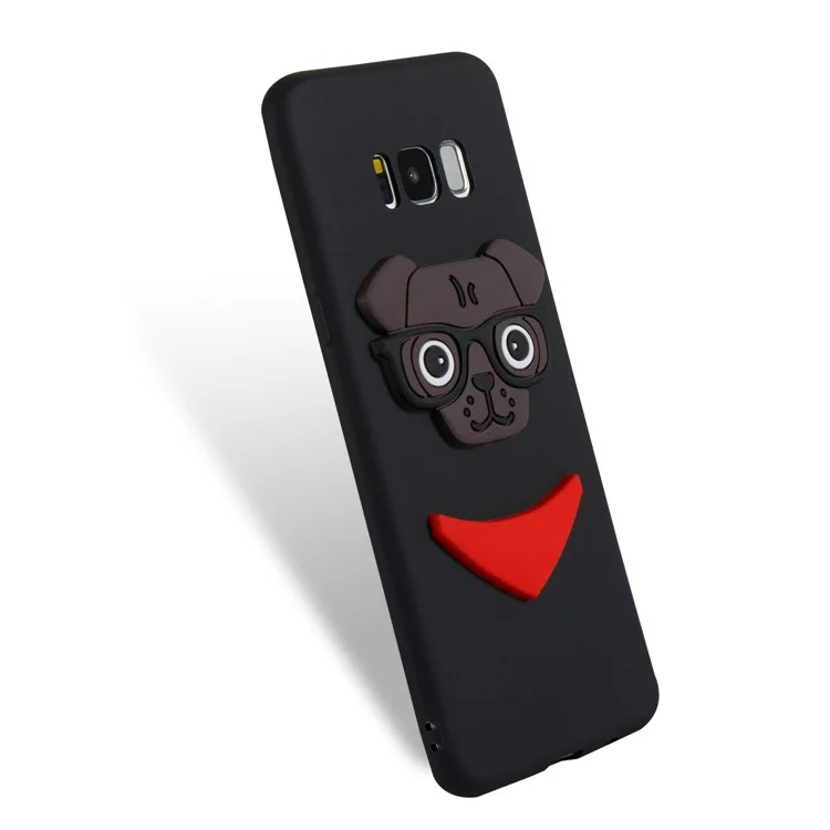 Cute 3D Puppy TPU Soft Phone Case for Samsung Galaxy S8 Plus SM-G955 - Black