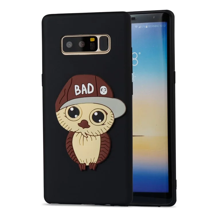 Cute Male Owl Pattern TPU Back Case for Samsung Galaxy Note 8 SM-N950 - Black
