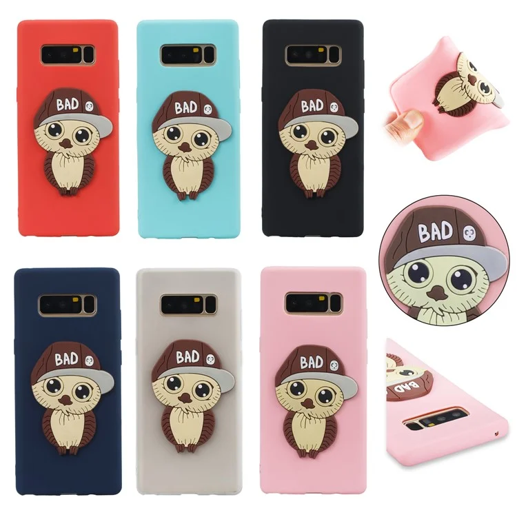 Cute Male Owl Pattern TPU Back Case for Samsung Galaxy Note 8 SM-N950 - Black