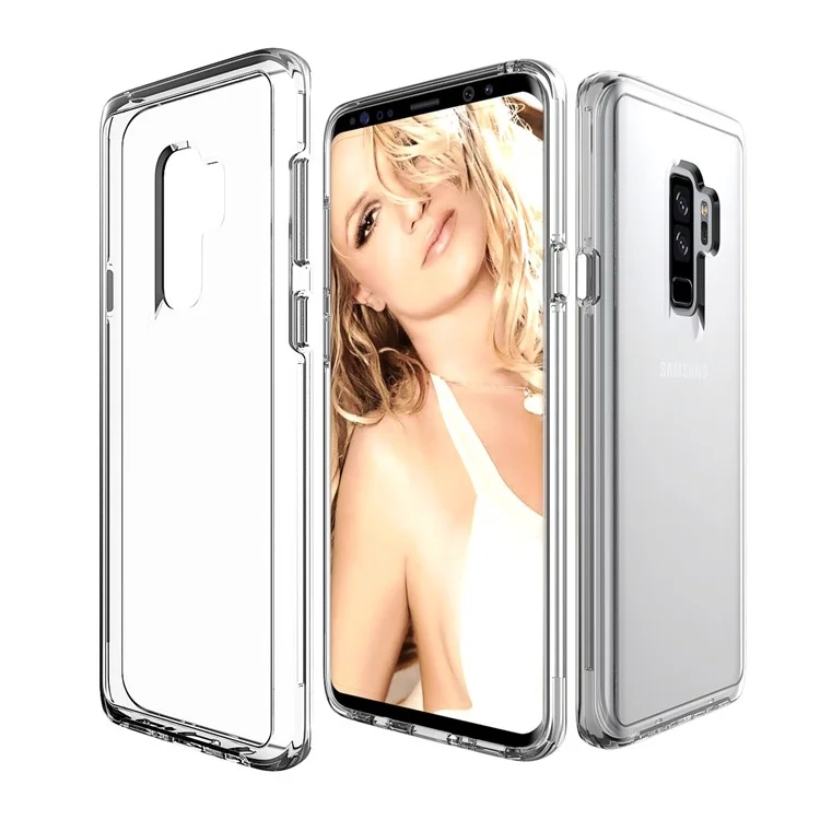 For Samsung Galaxy S9+ SM-G965 Clear PC Back + TPU Frame Hybrid Phone Case - Transparent