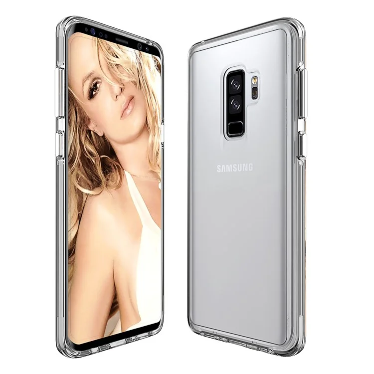 For Samsung Galaxy S9+ SM-G965 Clear PC Back + TPU Frame Hybrid Phone Case - Transparent