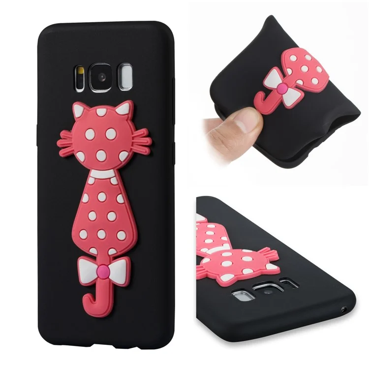 Cute 3D Cat TPU Soft Phone Casing for Samsung Galaxy S8 SM-G950 - Black