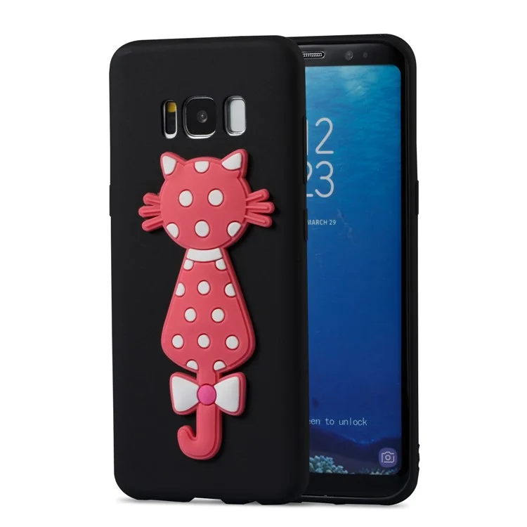 Cute 3D Cat TPU Soft Phone Casing for Samsung Galaxy S8 SM-G950 - Black
