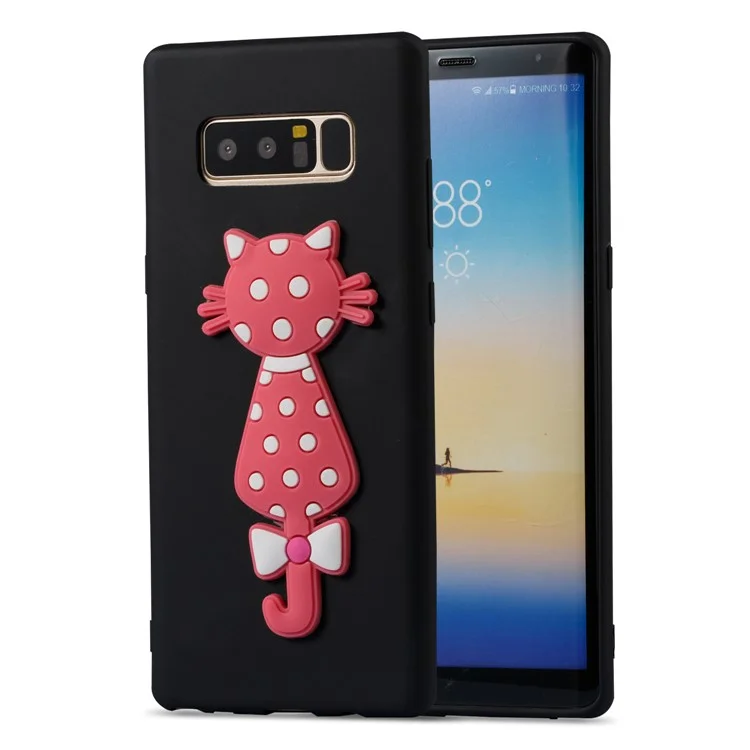 Cute 3D Cat TPU Soft Phone Casing for Samsung Galaxy Note 8 N950 - Black