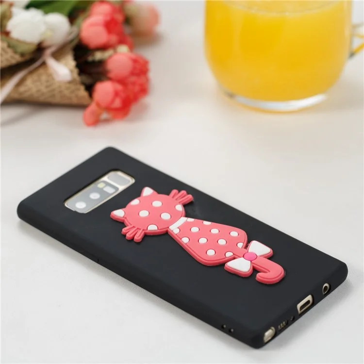 Cute 3D Cat TPU Soft Phone Casing for Samsung Galaxy Note 8 N950 - Black