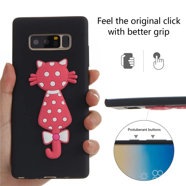 Cute 3D Cat TPU Soft Phone Casing for Samsung Galaxy Note 8 N950 - Black