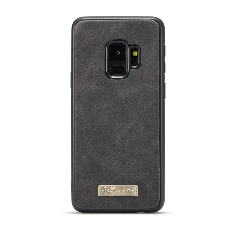 CASEME for Samsung Galaxy S9 14 Slots Wallet Detachable 2-in-1 PC Genuine Split Leather Case with Retail Packaging - Black