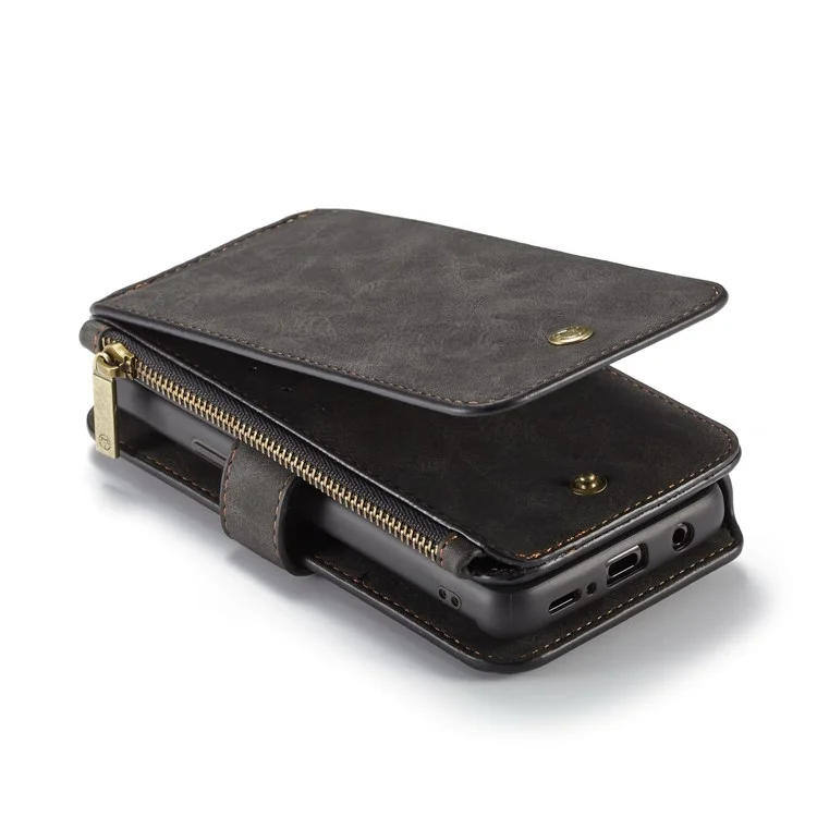 CASEME for Samsung Galaxy S9 14 Slots Wallet Detachable 2-in-1 PC Genuine Split Leather Case with Retail Packaging - Black