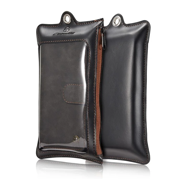 CASEME for Samsung Galaxy S9 14 Slots Wallet Detachable 2-in-1 PC Genuine Split Leather Case with Retail Packaging - Black