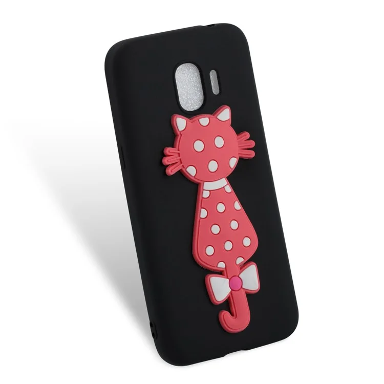 Cute 3D Cat TPU Soft Phone Shell Case for Samsung Galaxy J2 Pro 2018 - Black