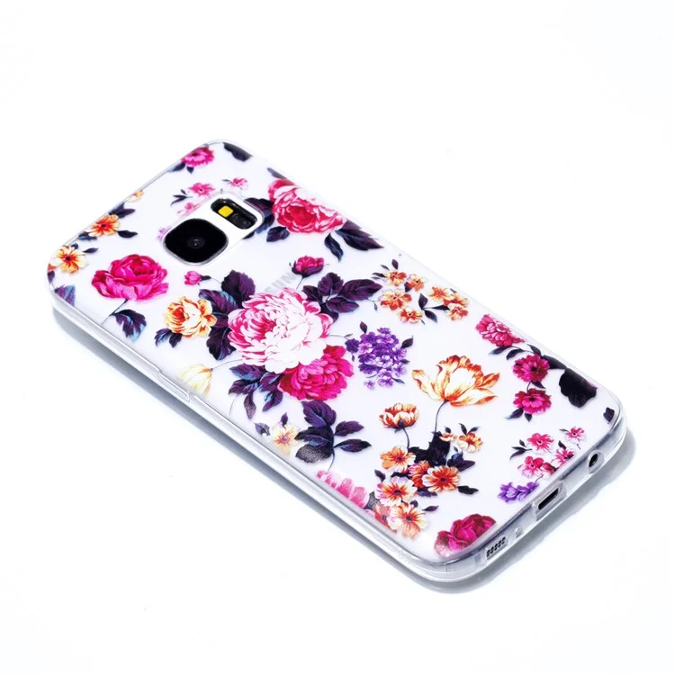 Pattern Printing TPU Protection Back Case for Samsung Galaxy S7 SM-G930 - Beautiful Flowers
