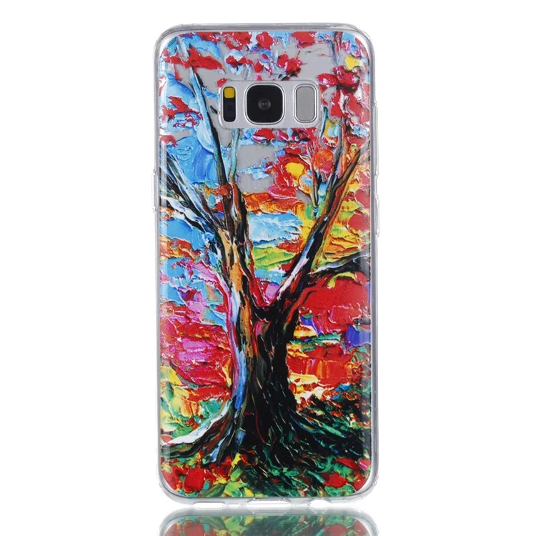 Rubberized Embossed Soft TPU Casing for Samsung Galaxy S8 G950 - Tree Trunk