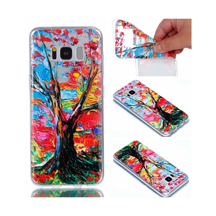 Embossment Patterned TPU Soft Back Case for Samsung Galaxy S8+ SM-G955 - Oil Painting