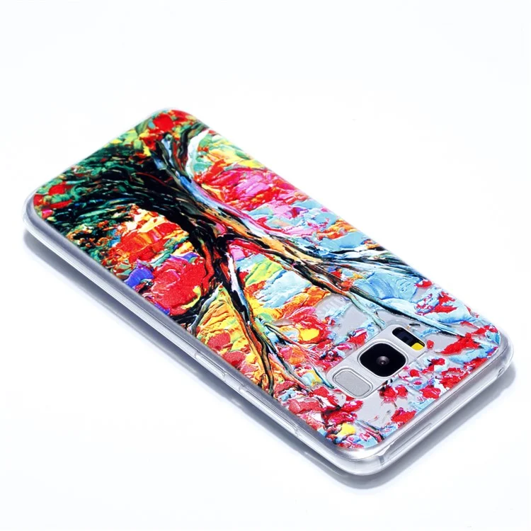 Embossment Patterned TPU Soft Back Case for Samsung Galaxy S8+ SM-G955 - Oil Painting