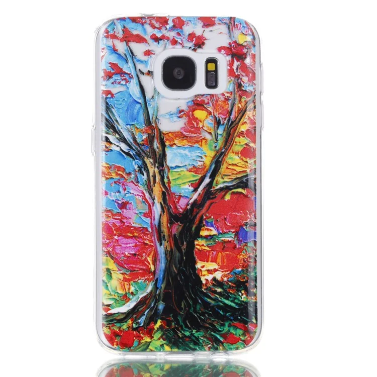 Embossment Patterned TPU Soft Back Case for Samsung Galaxy S7 SM-G930 - Oil Painting