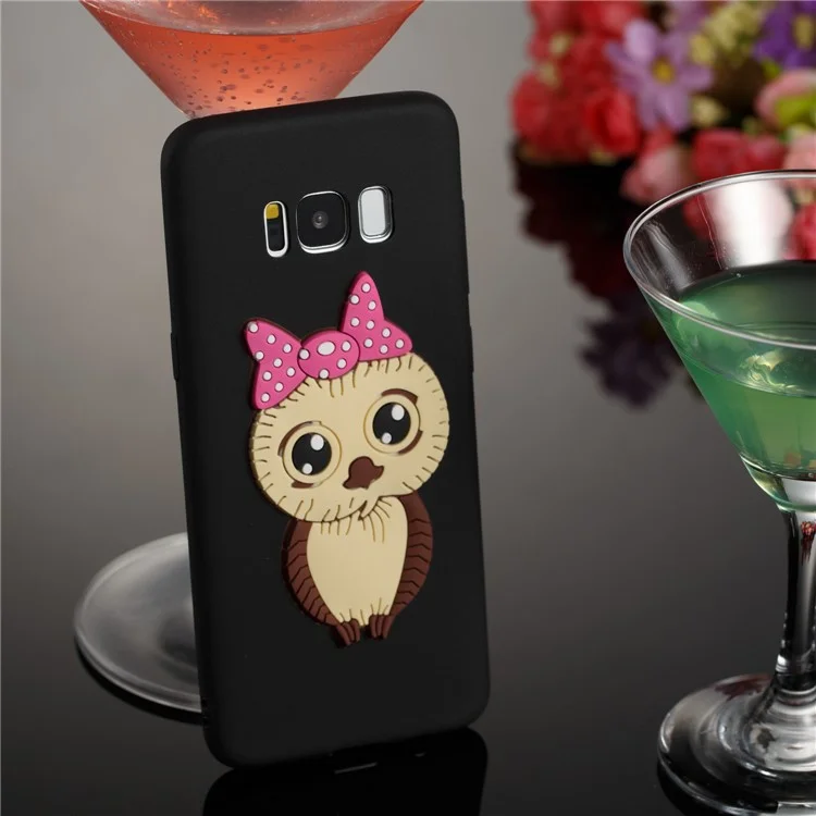 Lovely 3D Female Owl Pattern TPU Phone Case for Samsung Galaxy S8 G950 - Black