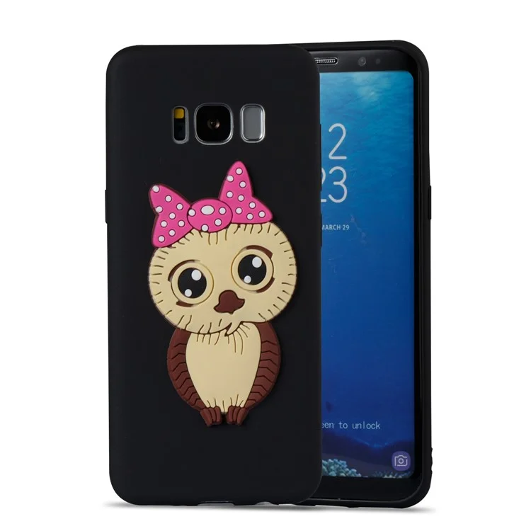 Lovely 3D Female Owl Pattern TPU Phone Case for Samsung Galaxy S8 G950 - Black