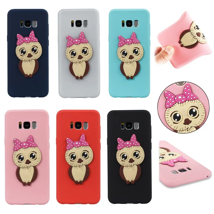 Lovely 3D Female Owl Pattern TPU Phone Case for Samsung Galaxy S8 G950 - Black