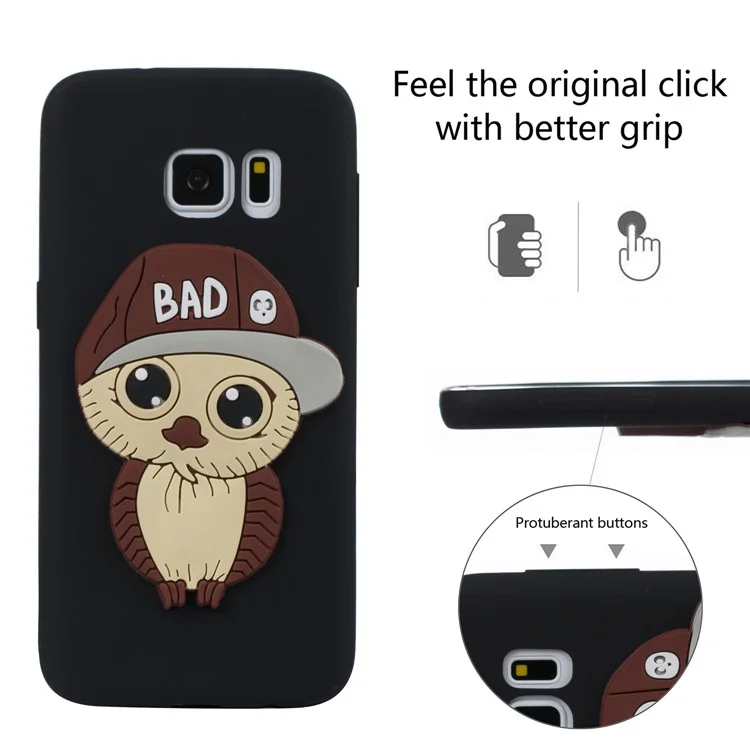 Cute 3D Male Owl Patterned Soft TPU Cell Phone Case for Samsung Galaxy S7 SM-G930 - Black