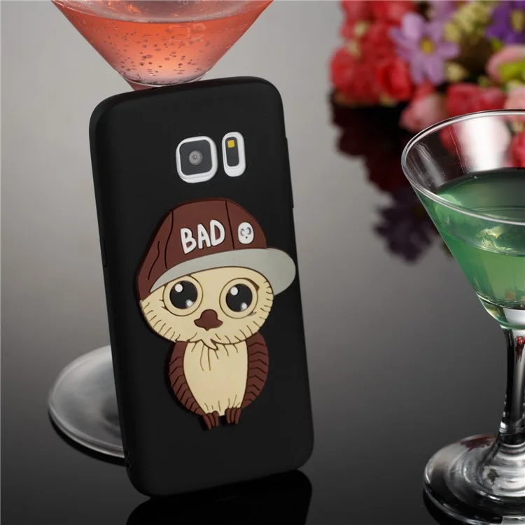 Cute 3D Male Owl Patterned Soft TPU Cell Phone Case for Samsung Galaxy S7 SM-G930 - Black