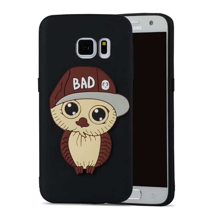 Cute 3D Male Owl Patterned Soft TPU Cell Phone Case for Samsung Galaxy S7 SM-G930 - Black