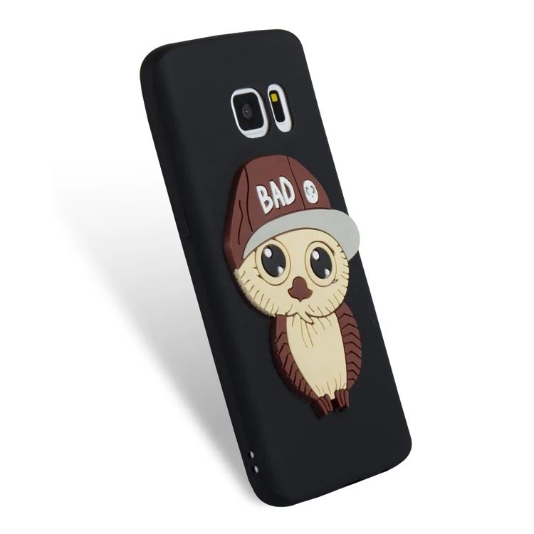 Cute 3D Male Owl Patterned Soft TPU Cell Phone Case for Samsung Galaxy S7 SM-G930 - Black