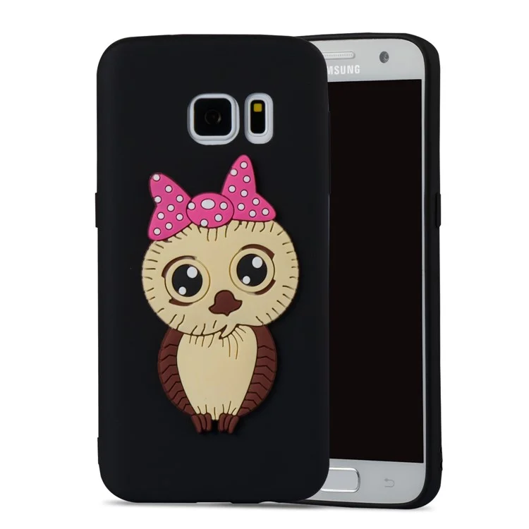 Cute 3D Female Owl Patterned TPU Case for Samsung Galaxy S7 SM-G930 - Black