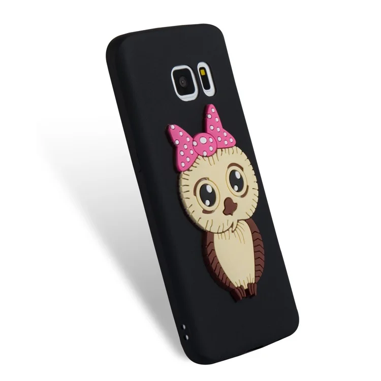 Cute 3D Female Owl Patterned TPU Case for Samsung Galaxy S7 SM-G930 - Black