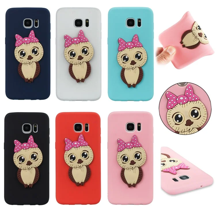 Cute 3D Female Owl Patterned TPU Case for Samsung Galaxy S7 SM-G930 - Black