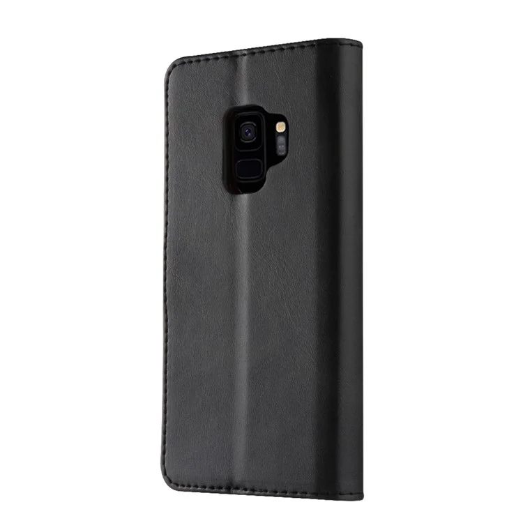 Estuche de cuero sintético y TPU para Samsung Galaxy S9 SM-G960 con cartera y diseño de soporte ajustable - Negro