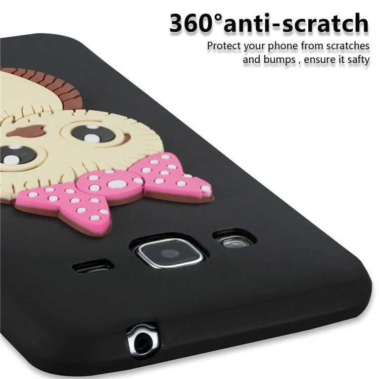 Cute 3D Female Owl Patterned TPU Phone Case for Samsung Galaxy J3 (2016) / J3 - Black