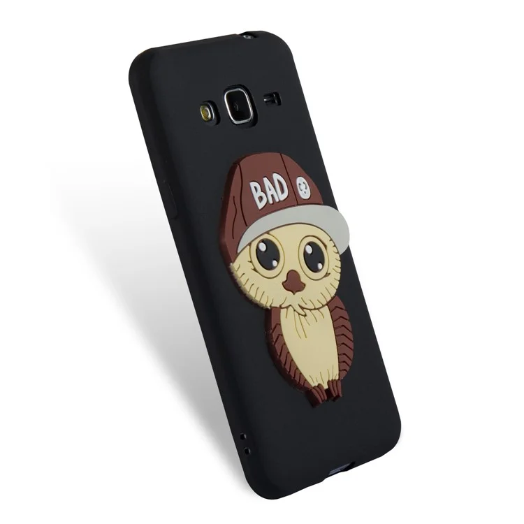 Cute 3D Male Owl TPU Soft Phone Case for Samsung Galaxy J3 (2016) / J3 - Black