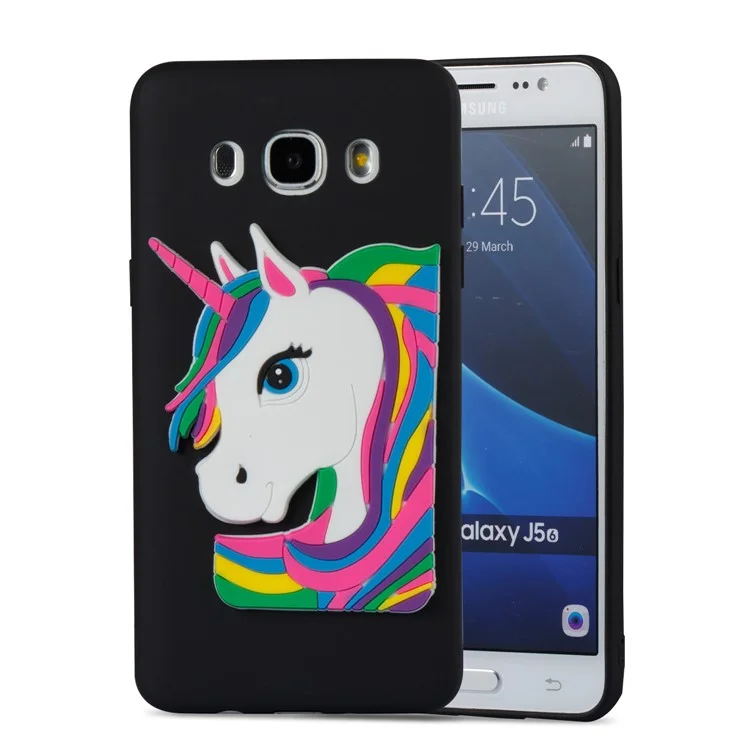 Lovely 3D Unicorn Pattern Soft TPU Mobile Casing for Samsung Galaxy J5 (2016) J510 - Black