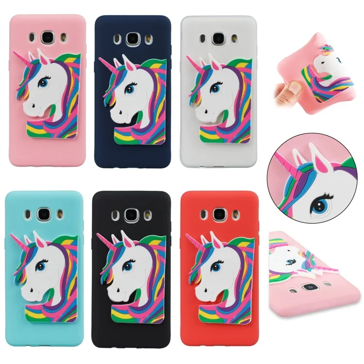 Lovely 3D Unicorn Pattern Soft TPU Mobile Casing for Samsung Galaxy J5 (2016) J510 - Black
