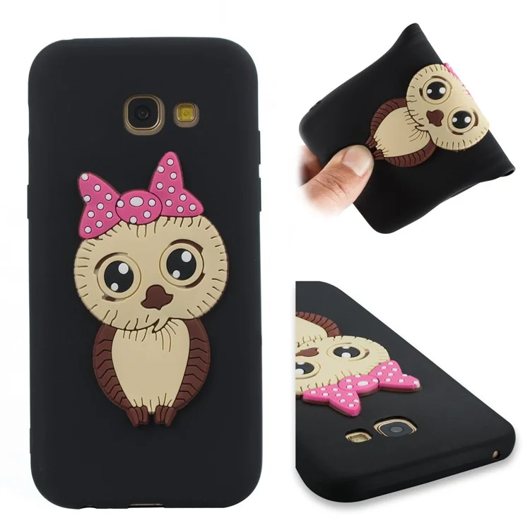 Cute 3D Female Owl TPU Soft Phone Case for Samsung Galaxy A5 (2017) A520 - Black