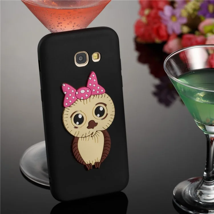 Cute 3D Female Owl TPU Soft Phone Case for Samsung Galaxy A5 (2017) A520 - Black