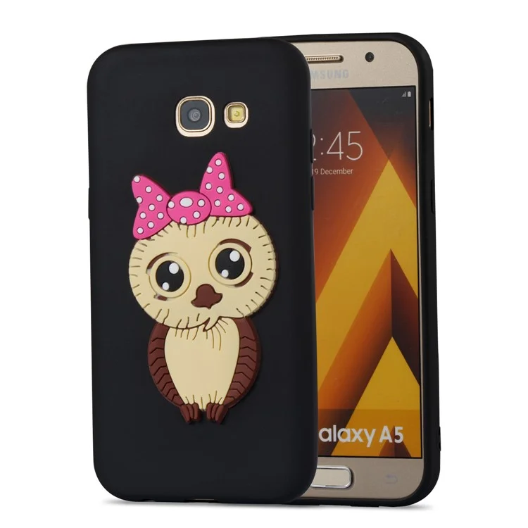 Cute 3D Female Owl TPU Soft Phone Case for Samsung Galaxy A5 (2017) A520 - Black