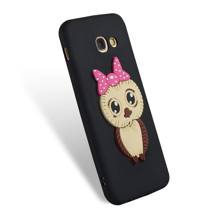 Cute 3D Female Owl TPU Soft Phone Case for Samsung Galaxy A5 (2017) A520 - Black