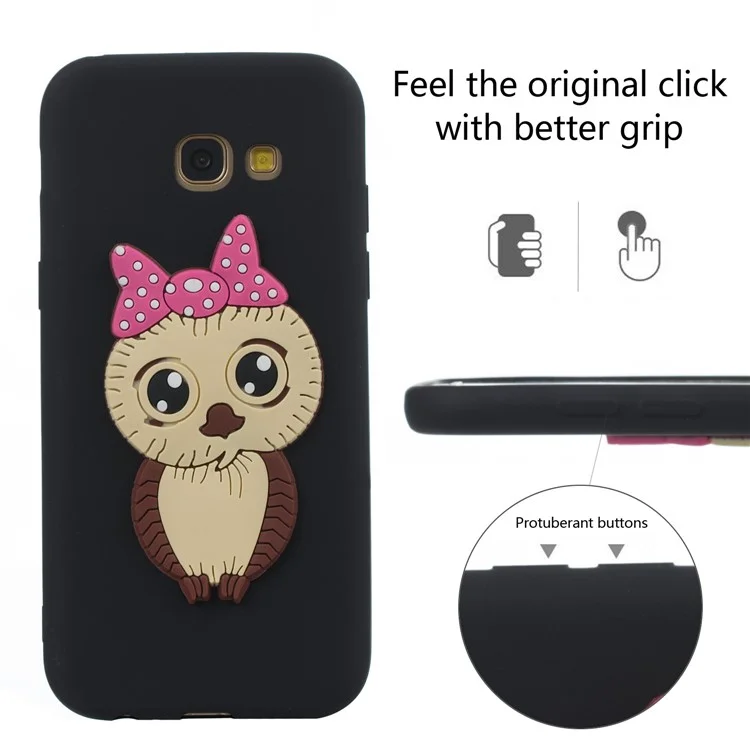 Cute 3D Female Owl TPU Soft Phone Case for Samsung Galaxy A5 (2017) A520 - Black