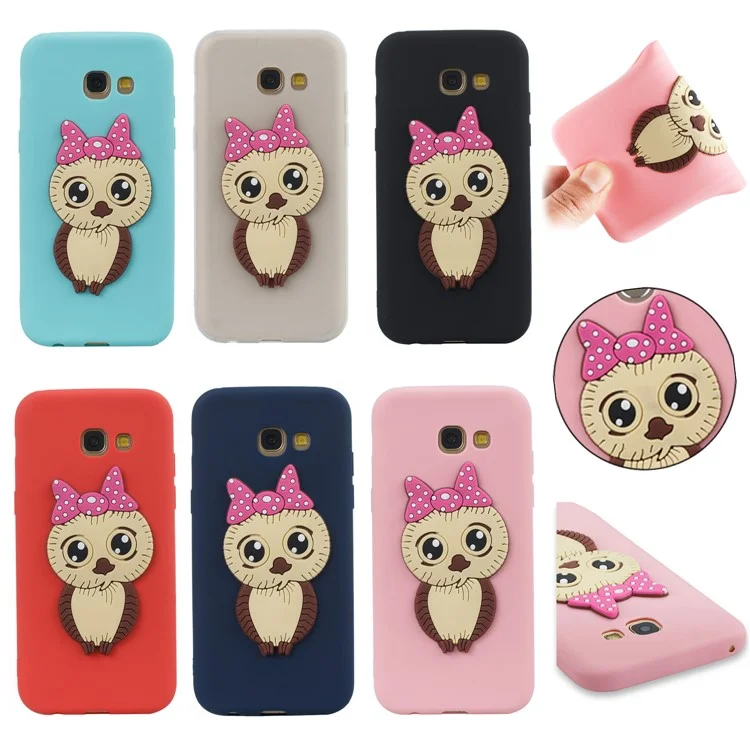Cute 3D Female Owl TPU Soft Phone Case for Samsung Galaxy A5 (2017) A520 - Black