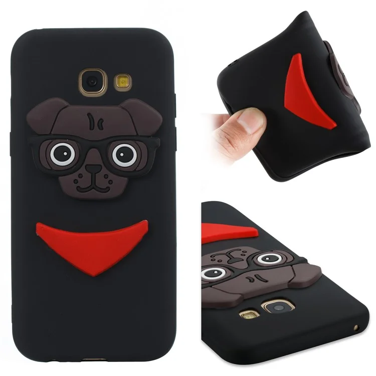 Cute 3D Puppy TPU Cover for Samsung Galaxy A5 (2017) SM-A520 - Black