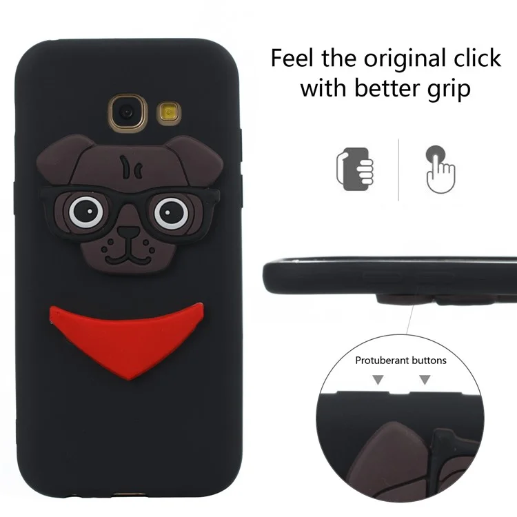 Cute 3D Puppy TPU Cover for Samsung Galaxy A5 (2017) SM-A520 - Black