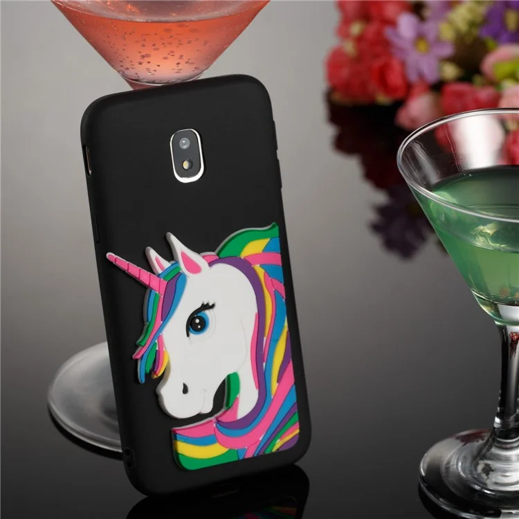 Lovely 3D Unicorn Pattern TPU Case for Samsung Galaxy J3 Pro (2017) / J3 (2017) EU Version - Black